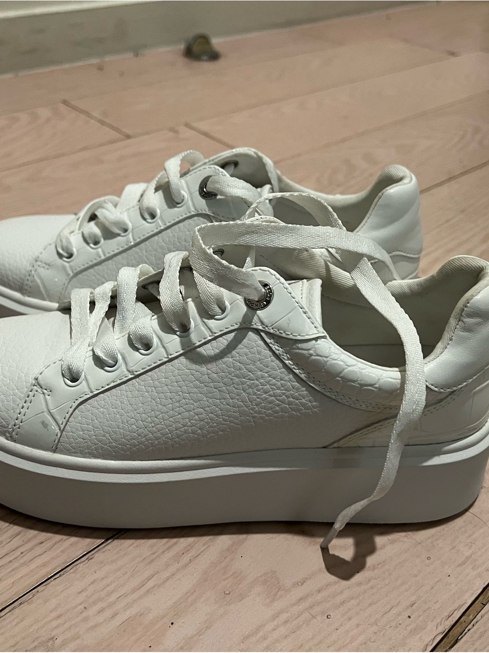 Michael Kors White Platform Leather Sneakers